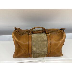 Vintage Christian Dior Leather & Suede Logo Duffel Weekender Bag